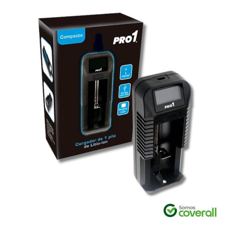 Cargador De Pilas Litio Ion Compacto 1 Canal Entrada Usb 5V 1A 18650