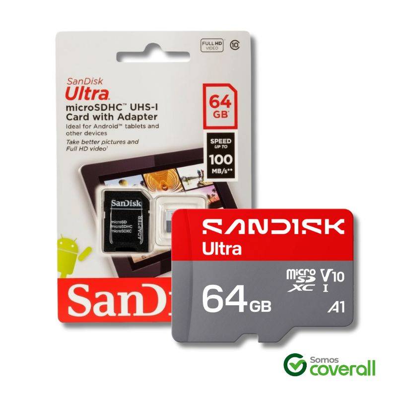 Tarjeta Memoria Micro Sd Sandisk Ultra 64Gb 100Mbps Clase 10 Uhs-I U1 A1 Con Adaptador