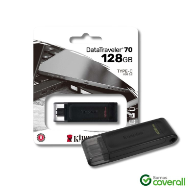 Pen Drive Kingston Datatraveler 70 128Gb Usb 3.2 Tipo C Negro