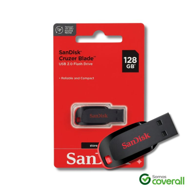 Pen Drive Sandisk Cruzer Blade 128Gb Usb 2.0 Negro