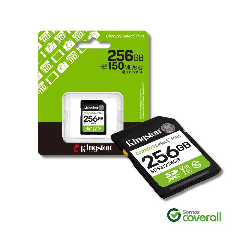 Tarjeta Memoria Micro Sd Kingston Canvas Select Plus 256Gb 100Mbps Clase 10 Uhs-I U3 V30 A2 Con Adaptador