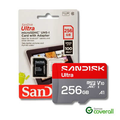 Tarjeta Memoria Micro Sd Sandisk Ultra 256Gb 100Mbps Clase 10 Uhs-I U1 A1 Con Adaptador
