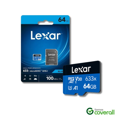 Tarjeta Memoria Micro Sd Lexar 633X 64Gb 100Mbps Clase 10 Uhs-I U3 V30 A1