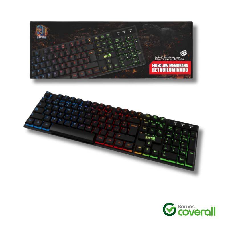 Teclado Gaming Raptor Fireclaw M104 Rgb Retroiluminado Membrana Multimedia 104 Teclas Usb
