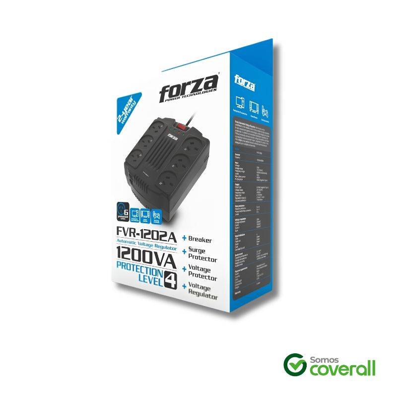 Estabilizador Forza Fvr-1202A 1200Va 6 Tomas Rj45 1.2M