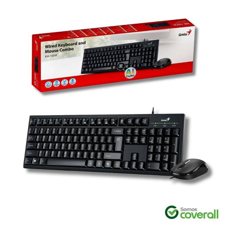 Teclado Y Mouse Genius Km-100Se Multimedia 1200Dpi Antiderrame Negro Usb