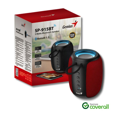 Parlante Genius Sp-915Bt 5W Microfono Rgb Usb C 10M 5.3 Bluetooth Rojo