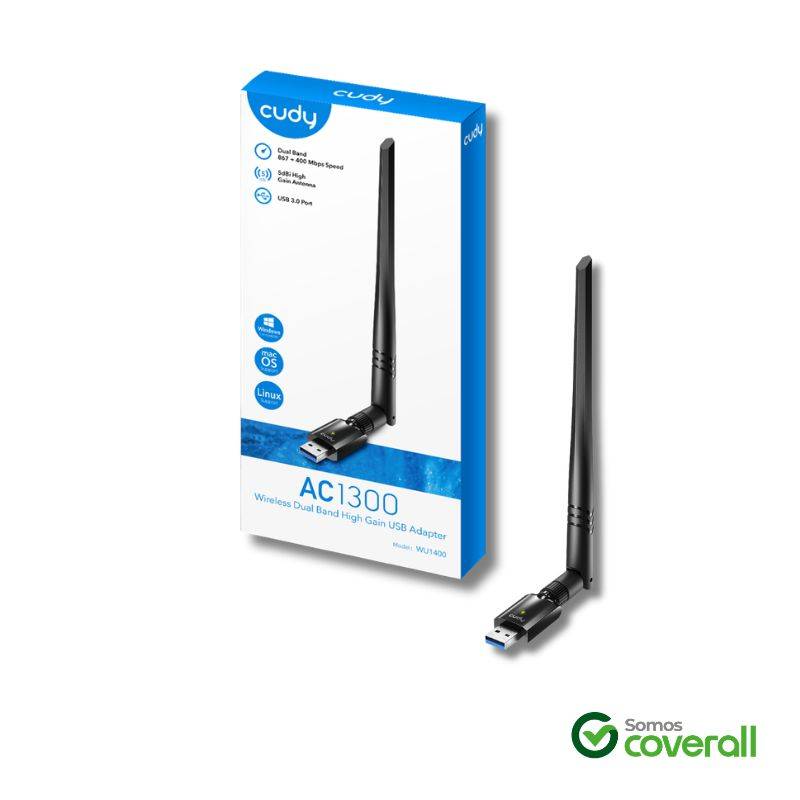 Adaptador De Red Cudy Wu1400 Ac1300 Wifi 867Mbps 400Mbps Usb