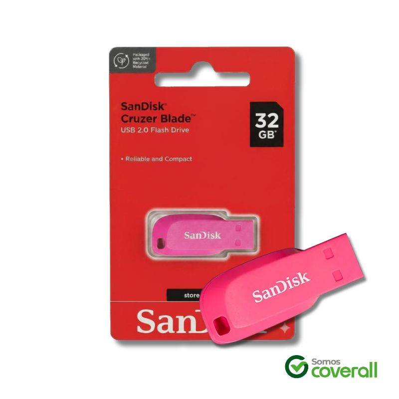 Pen Drive Sandisk Cruzer Blade 32Gb Usb 2.0 Rosado