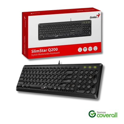 Teclado Genius Slimstar Q200 Multimedia Compacto Usb Negro