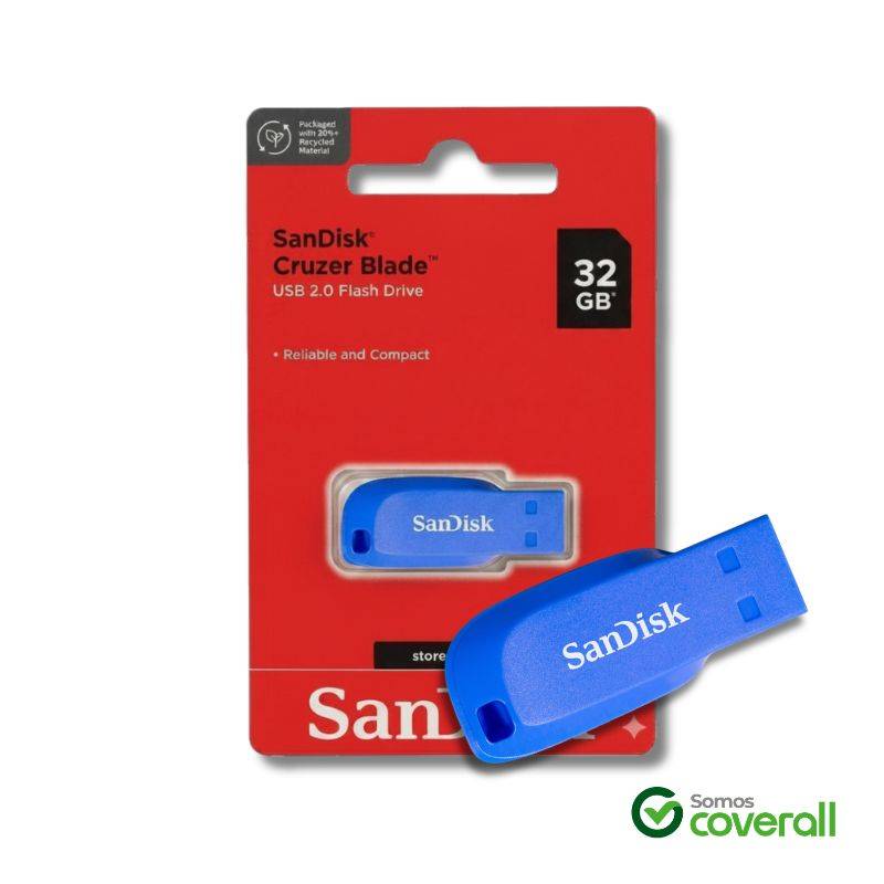 Pen Drive Sandisk Cruzer Blade 32Gb Usb 2.0 Azul