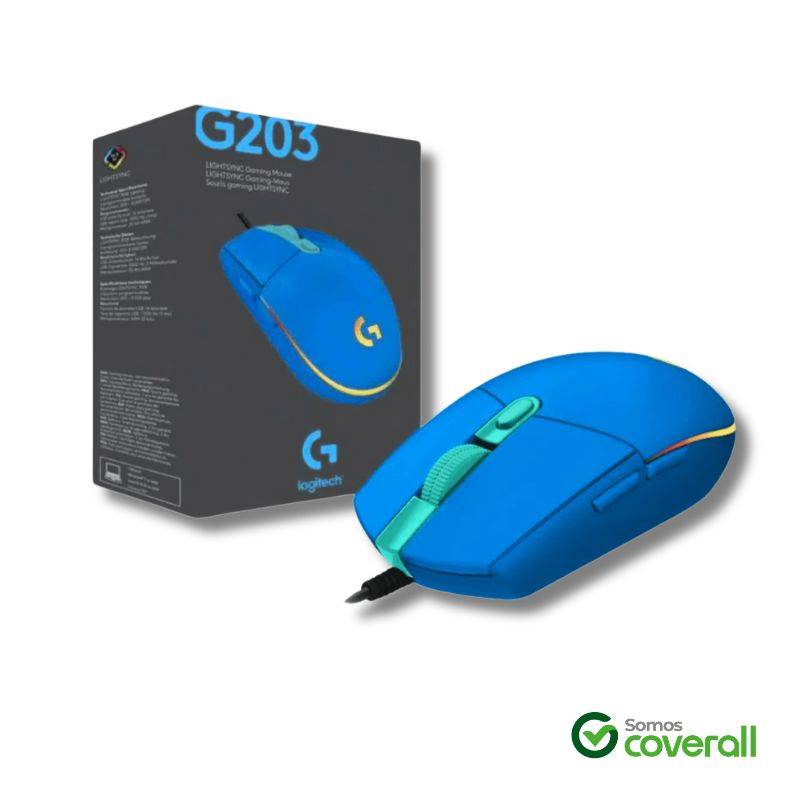 Mouse Gaming Logitech G203 8000Dpi Rgb Lightsync 6 Botones Usb Azul