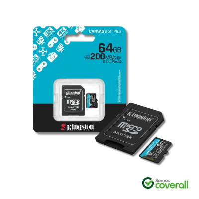 Tarjeta Memoria Micro Sd Kingston Canvas Go Plus 64Gb 200Mbps Clase 10 Uhs-I U3 V30 A2 Con Adaptador