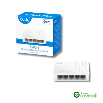 Switch Cudy Gs105U 10/100/1000Mbps 5 Puertos Tipo C Escritorio Pared