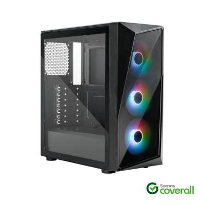 Gabinete Gaming Coolermaster Cmp 520 Vidrio Templado Antipolvo Usb 3.2 Usb 2.0 Hd Audio 3 Fan Rgb Mid Tower Atx M-Atx Itx Negro
