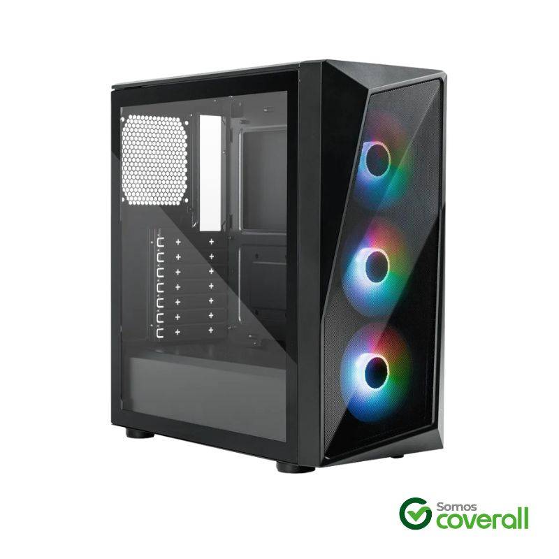 Gabinete Gaming Coolermaster Cmp 520 Vidrio Templado Antipolvo Usb 3.2 Usb 2.0 Hd Audio 3 Fan Rgb Mid Tower Atx M-Atx Itx Negro