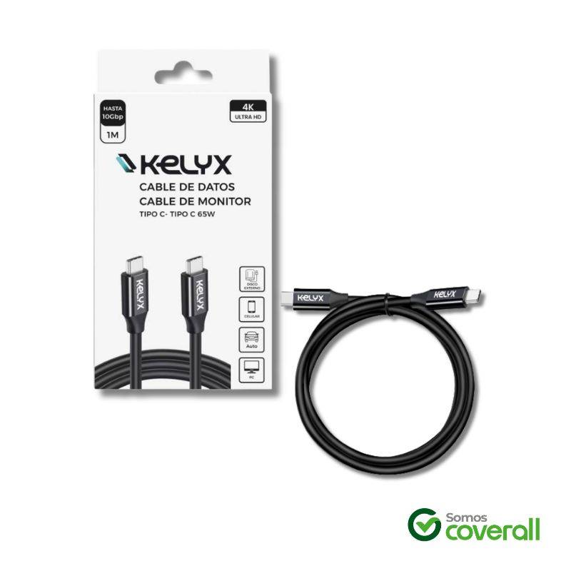 Cable De Datos Kelyx Usb C 3A 65W Carga Rapida 1M Negro