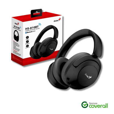 Auricular Con Microfono Bluetooth Genius Hs-810Bt Plegable Volumen 109Db 3.5Mm Usb C 10M Bt 5.3 Negro