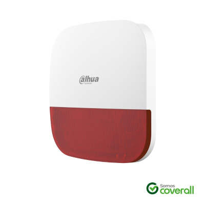 Sirena Alarma Dahua Air Shield Ara13 12V Bateria 110Db Estrobo Led Rf 433Mhz Inalambrico Exterior Rojo