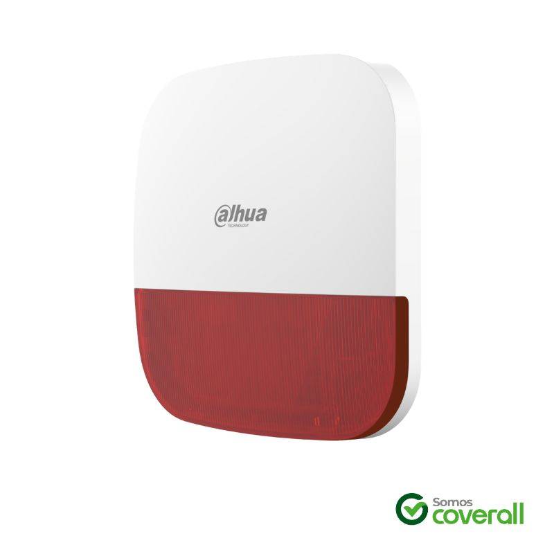 Sirena Alarma Dahua Air Shield Ara13 12V Bateria 110Db Estrobo Led Rf 433Mhz Inalambrico Exterior Rojo