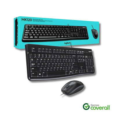 Teclado Y Mouse Logitech Mk120 1000Dpi Antiderrame Usb Negro