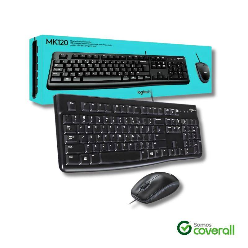 Teclado Y Mouse Logitech Mk120 1000Dpi Antiderrame Usb Negro