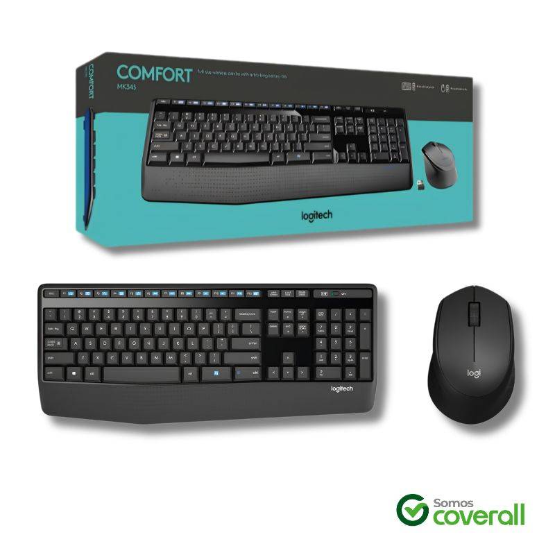 Teclado Y Mouse Logitech Mk345 Comfort Multimedia 1000Dpi Antiderrame 10M 2.4Ghz Inalambrico Negro