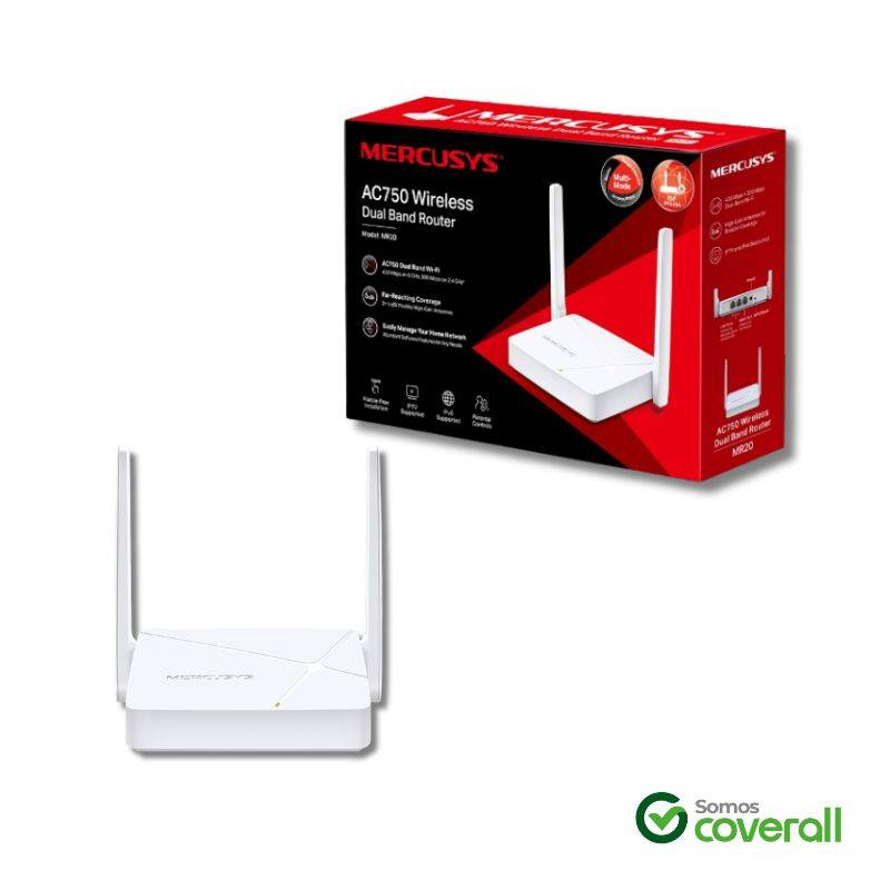 Router Wifi Mercusys Mr20 Ac750 Doble Banda 433Mbps 300Mbps 3 Puertos Router Extensor Access Point