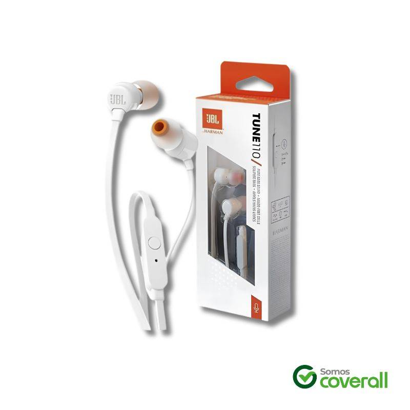 Auricular Con Microfono Jbl Tune 110 Volumen 96Db 3.5Mm 1.1M Negro