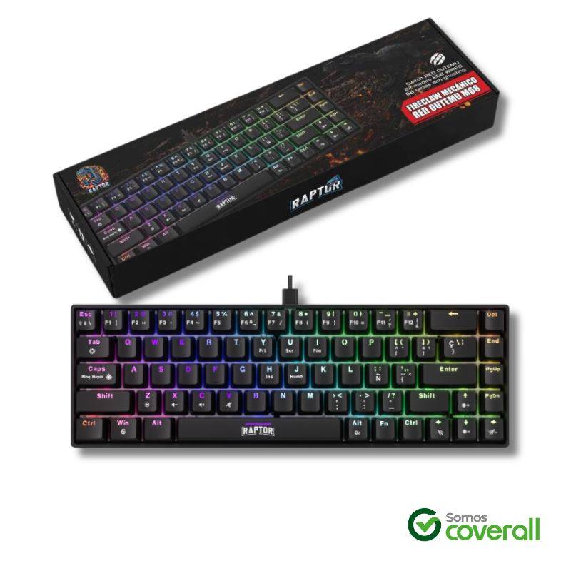 Teclado Gaming Raptor Fireclaw M68 Rgb Retroiluminado Mecanico Multimedia 68 Teclas Usb