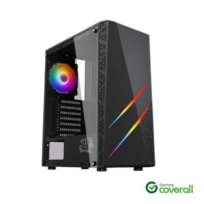 Gabinete Gaming Raptor Blaze Force Vidrio Templado Usb 3.0 Usb 2.0 Hd Audio 1 Fan Rgb Mid Tower Atx M-Atx Itx Negro