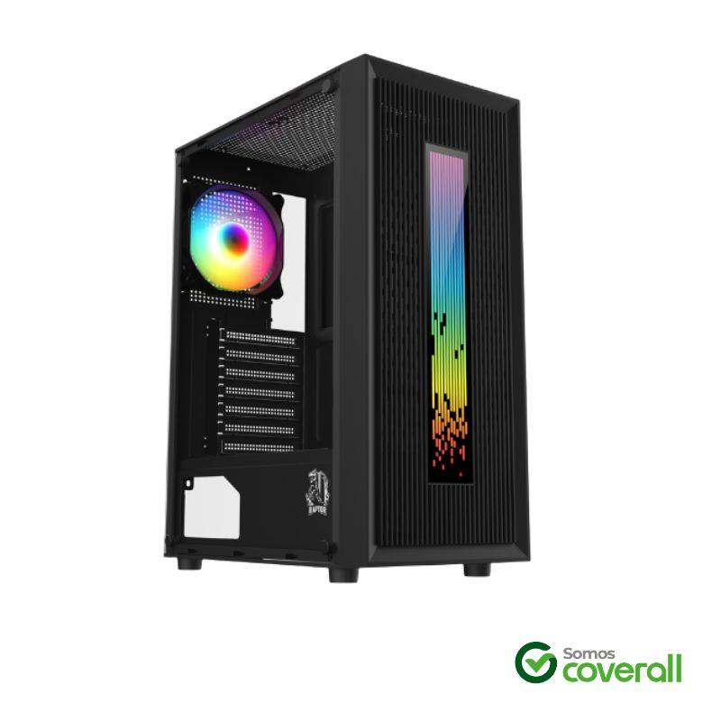 Gabinete Gaming Raptor Vortex Vidrio Templado Usb 3.0 Usb 2.0 Hd Audio 1 Fan Rgb Mid Tower Atx M-Atx Itx Negro