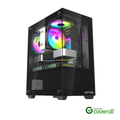 Gabinete Gaming Raptor Nova Prime Vidrio Templado Usb 3.0 Usb 2.0 Hd Audio 3 Fan Rgb Mid Tower M-Atx Itx Negro
