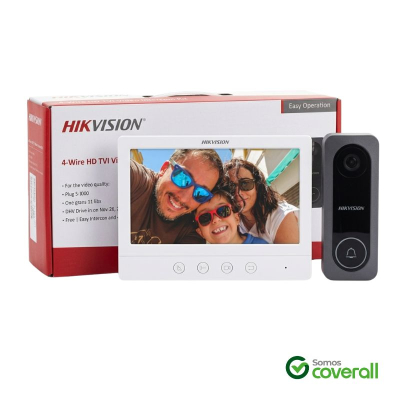 Kit Portero Intercomunicador Hikvision Kis212 Visor 7 Pulgadas Camara 2Mp Cerradura Analogico