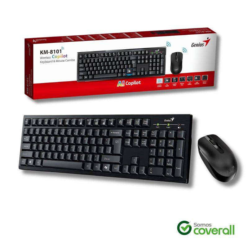 Teclado Y Mouse Genius Km-8101 Multimedia 1200Dpi Antiderrame 10M 2.4Ghz Inalambrico Negro