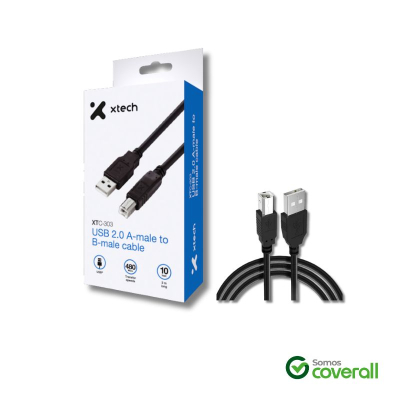 Cable De Datos Xtech Xtc-303 Usb A 2.0 Usb B 3M Impresoras Escaner Controladoras Consolas