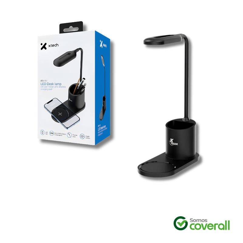 Lampara Escritorio Led Xtech Xta-701 Tactil Portalapices Carga Inalambrica 15W Usb C