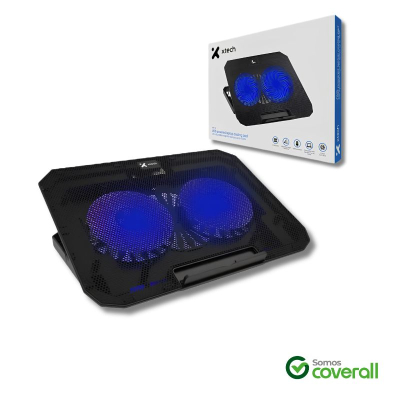 Base Soporte Notebook Xtech Xta-156 2 Cooler Led 140Mm 2 Puertos Usb Ajustable