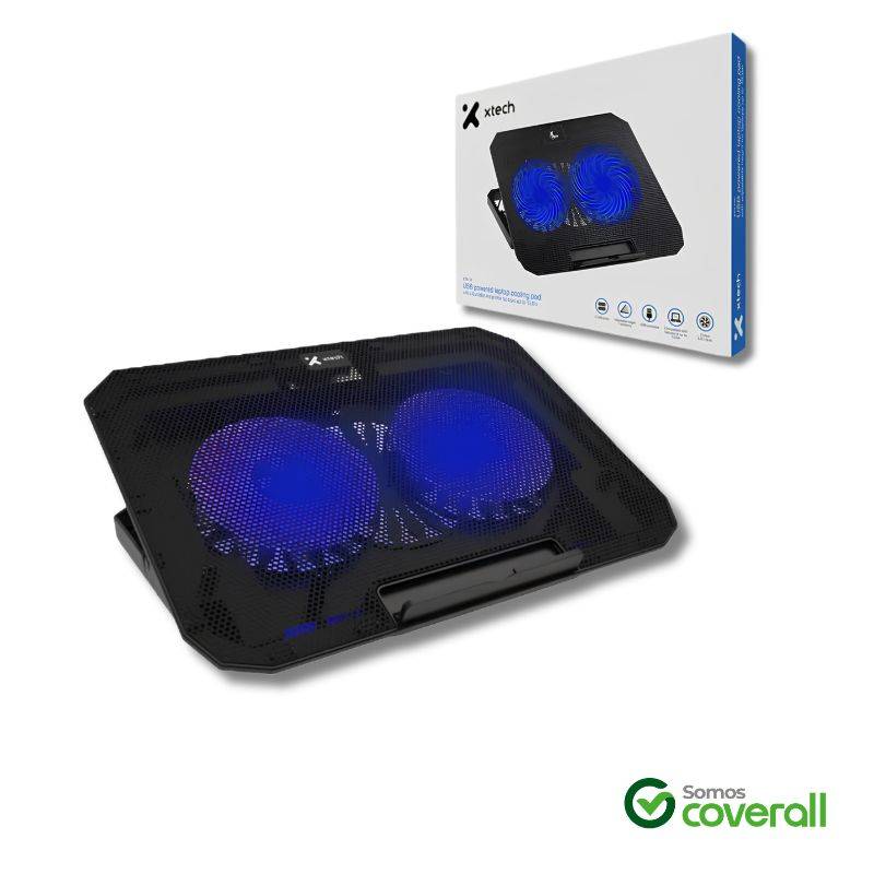 Base Soporte Notebook Xtech Xta-156 2 Cooler Led 140Mm 2 Puertos Usb Ajustable