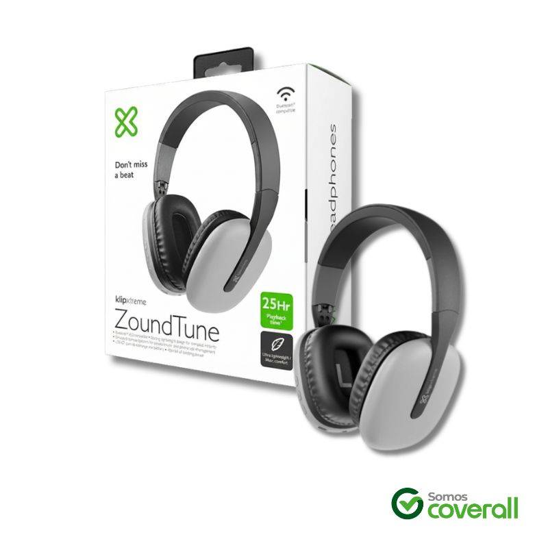 Auricular Con Microfono Bluetooth Klipxtreme Zoundtune Kwh-010Gr Plegable Volumen 113Db 3.5Mm Usb C 10M Bt 5.2 Gris