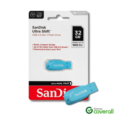Pen Drive Sandisk Ultra Shift 32Gb 100Mbps Usb 3.2 Celeste