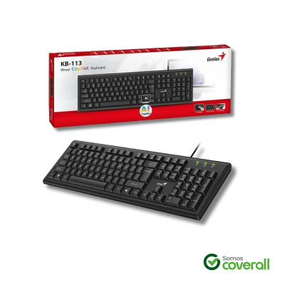 Teclado Genius Kb-113 Multimedia Fn Copilot Antiderrame Usb Negro