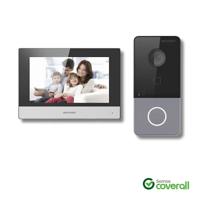 Kit Portero Intercomunicador Hikvision Kis603 Visor 7 Pulgadas Camara 2Mp Cerradura Ip Lan Wifi