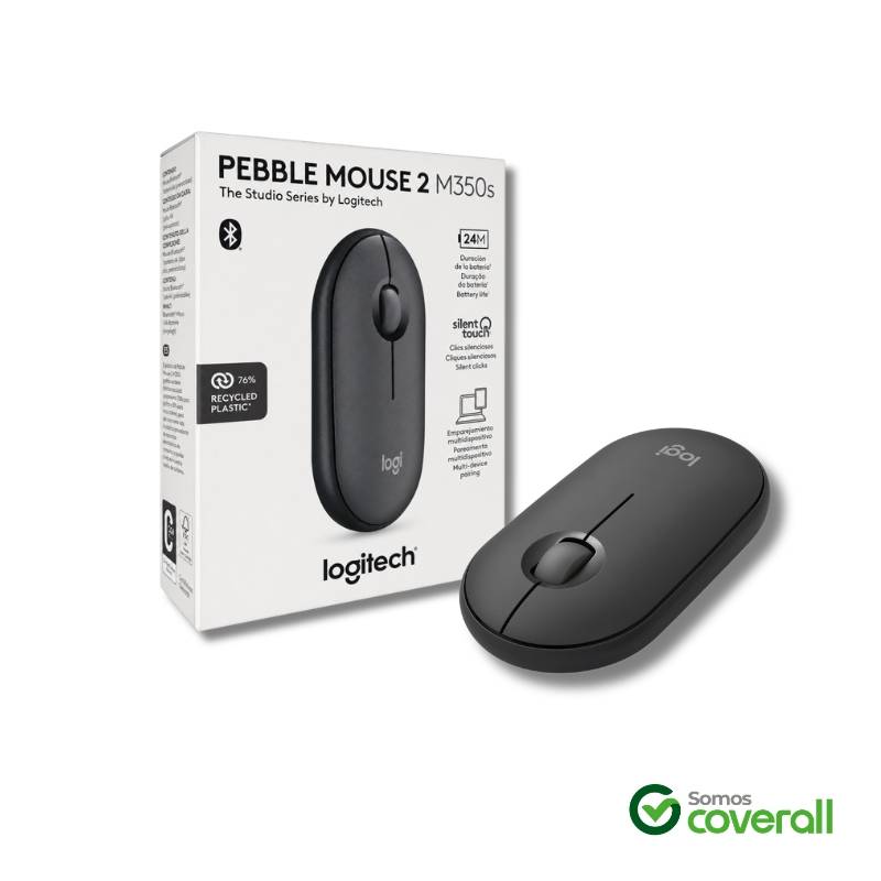 Mouse Logitech Pebble M350S 4000Dpi Silent Touch 3 Botones 10M Bluetooth Negro