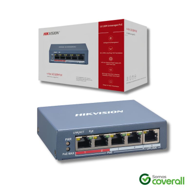 Switch Poe Hikvision 3E0105P 10/100Mbps 4 Puertos 1 Uplink