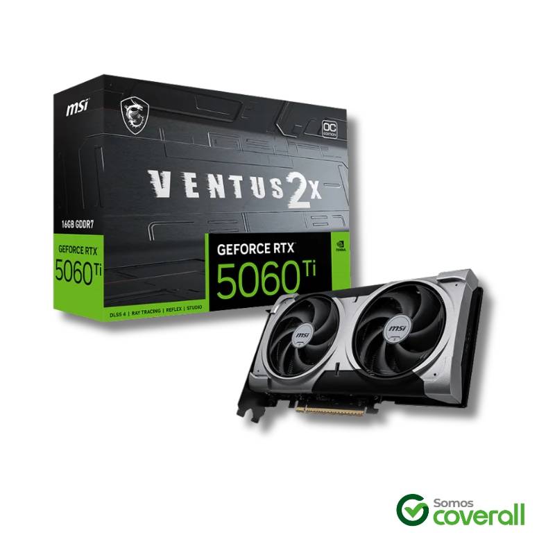 Placa De Video Msi Ventus 2X Oc Plus Geforce Rtx 5060 Ti 16Gb Gddr7 28Gbps 4608 Nucleos 2602Mhz 128Bit 7680X4320 3 Dp 1 Hdmi 2 Fan