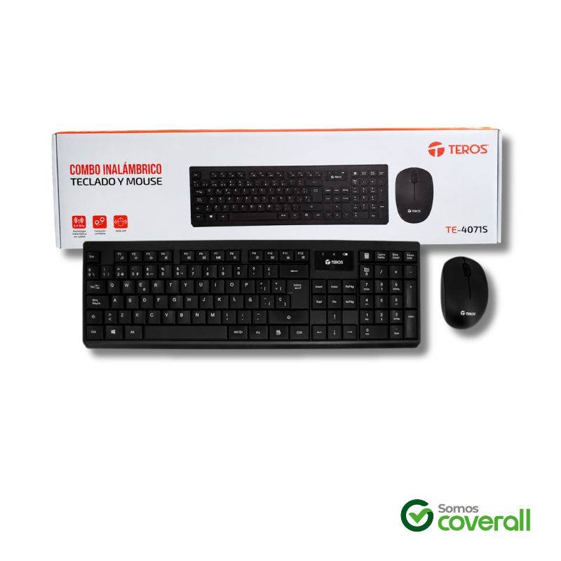 Teclado Y Mouse Teros Te-4071S Compacto 1000Dpi 10M 2.4Ghz Inalambrico Negro