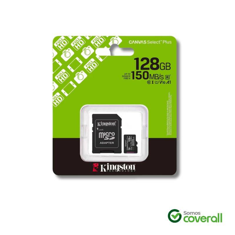 Tarjeta Memoria Micro Sd Kingston Canvas Select Plus 128Gb 150Mbps Clase 10 Uhs-I U1 V10 A1 Con Adaptador