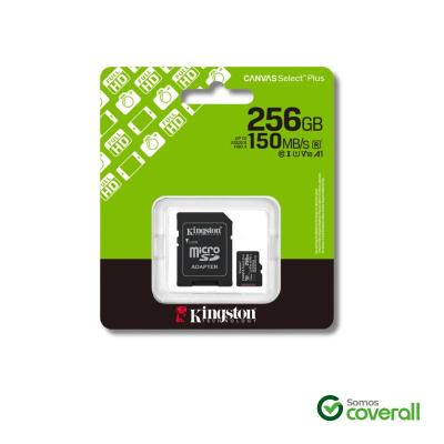 Tarjeta Memoria Micro Sd Kingston Canvas Select Plus 256Gb 150Mbps Clase 10 Uhs-I U1 V10 A1 Con Adaptador