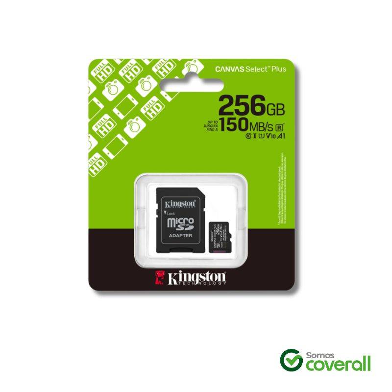 Tarjeta Memoria Micro Sd Kingston Canvas Select Plus 256Gb 150Mbps Clase 10 Uhs-I U1 V10 A1 Con Adaptador